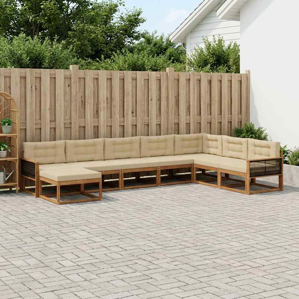Outdoor-Sofagarnitur mit Kissen 8 pcs Natur und Beige