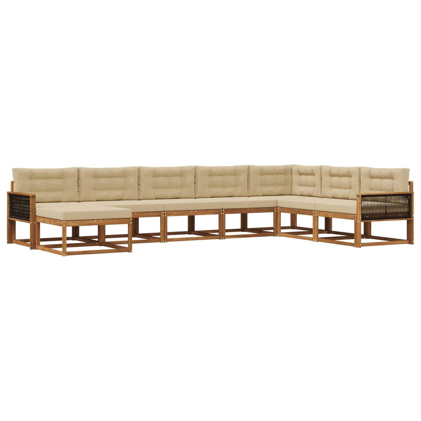 Outdoor-Sofagarnitur mit Kissen 8 pcs Natur und Beige