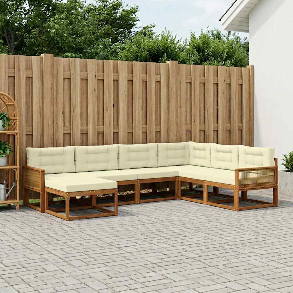 Outdoor-Sofagarnitur 8 stk. Natur und Creme