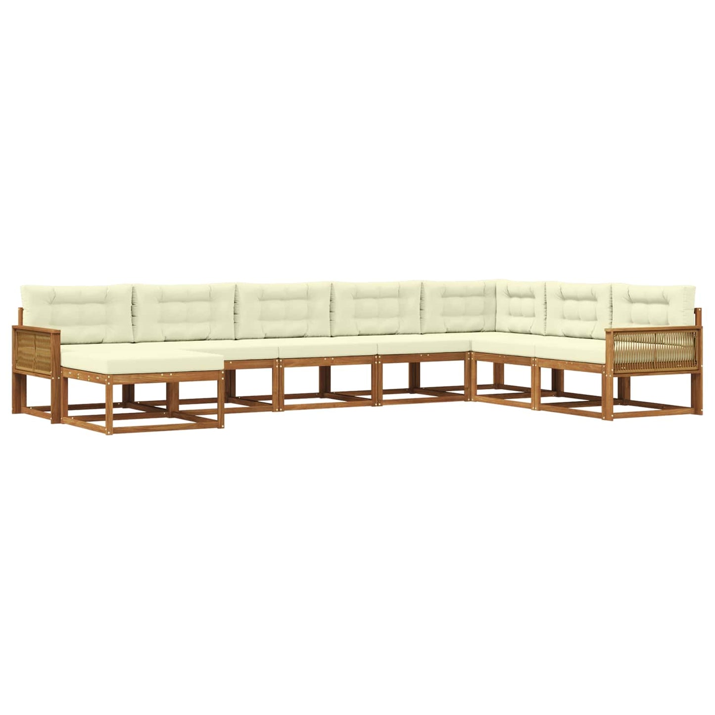 Outdoor-Sofagarnitur mit Kissen 8 pcs Natur und Creme