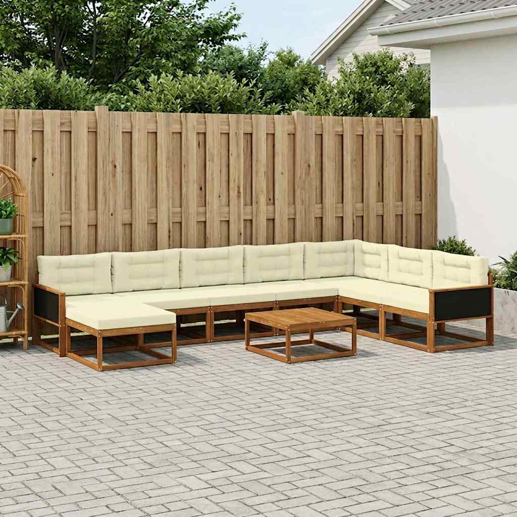 Outdoor-Sofagarnitur mit Kissen 9 pcs Massivholz Akazie