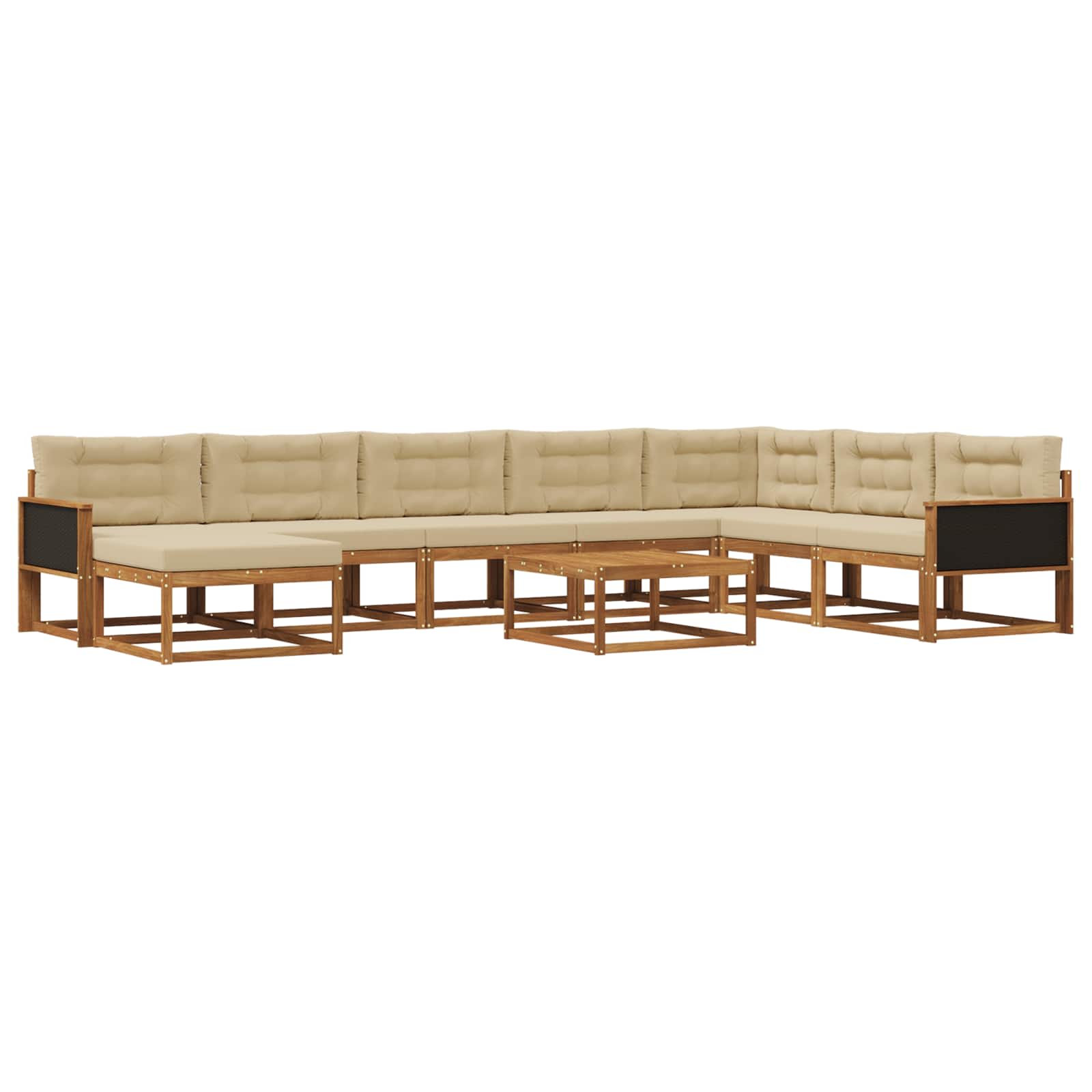 Outdoor-Sofagarnitur mit Kissen 9 pcs Natur und Beige