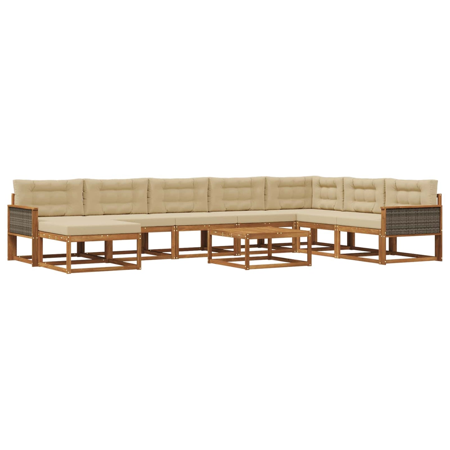 Outdoor-Sofagarnitur mit Kissen 9 pcs Natur und Beige