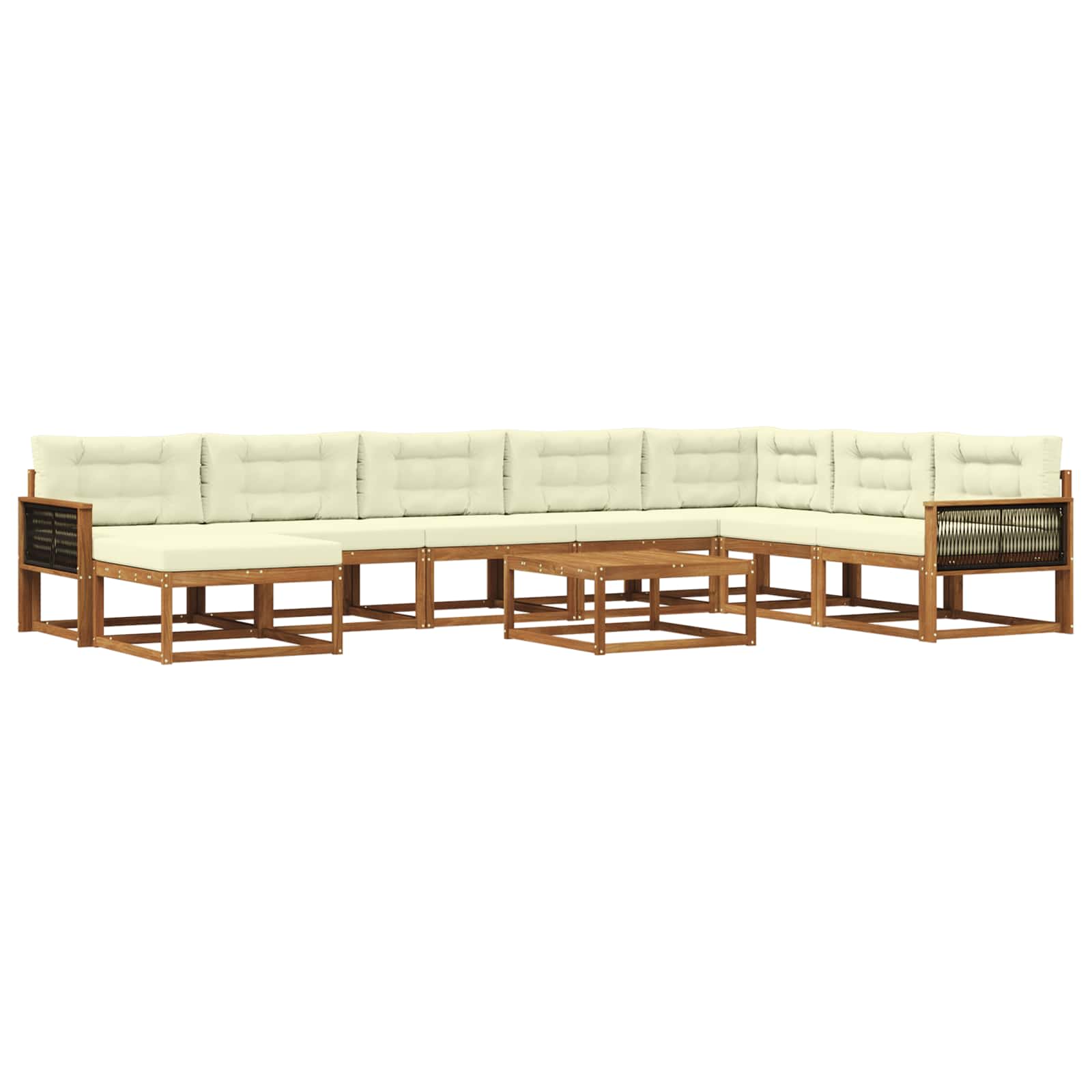 Outdoor-Sofagarnitur mit Kissen 9 pcs Natur und Creme