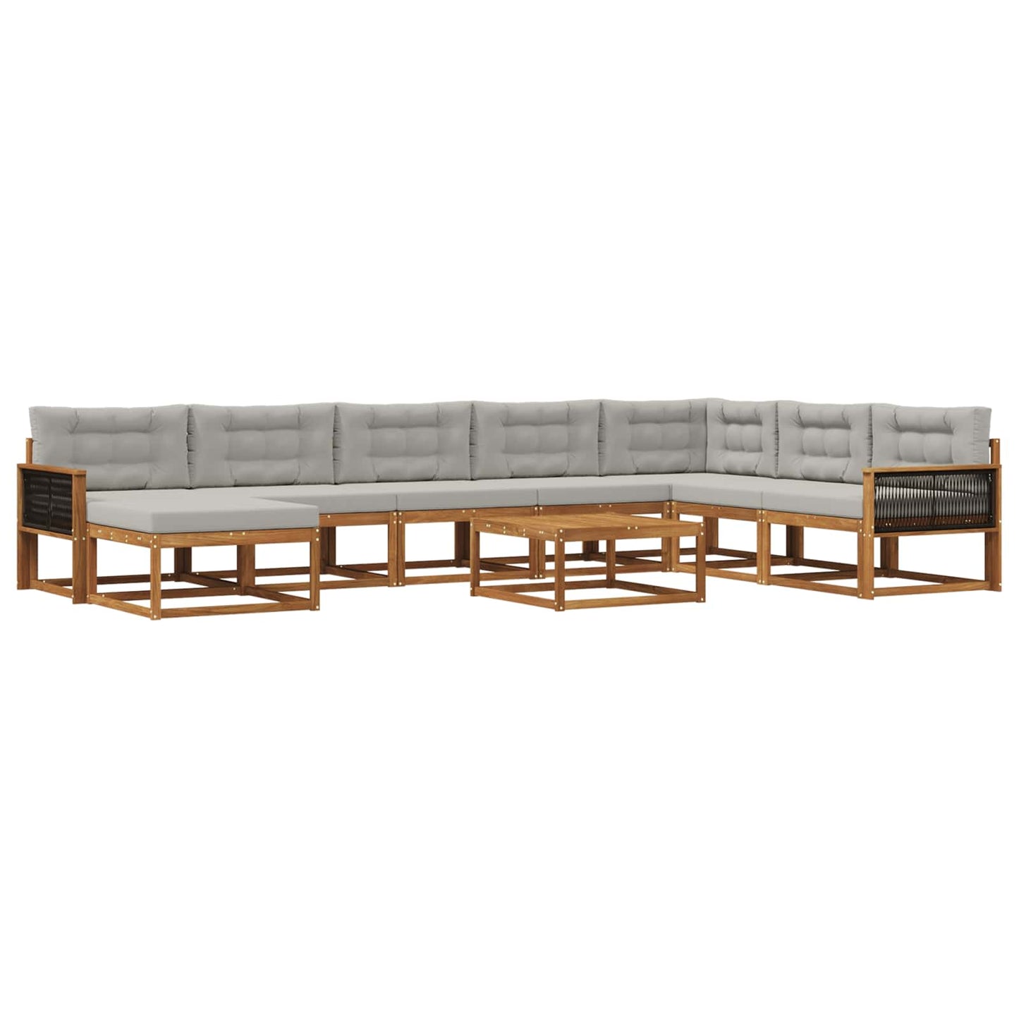 Outdoor-Sofagarnitur mit Kissen 9 pcs Natürlich und Hellgrau