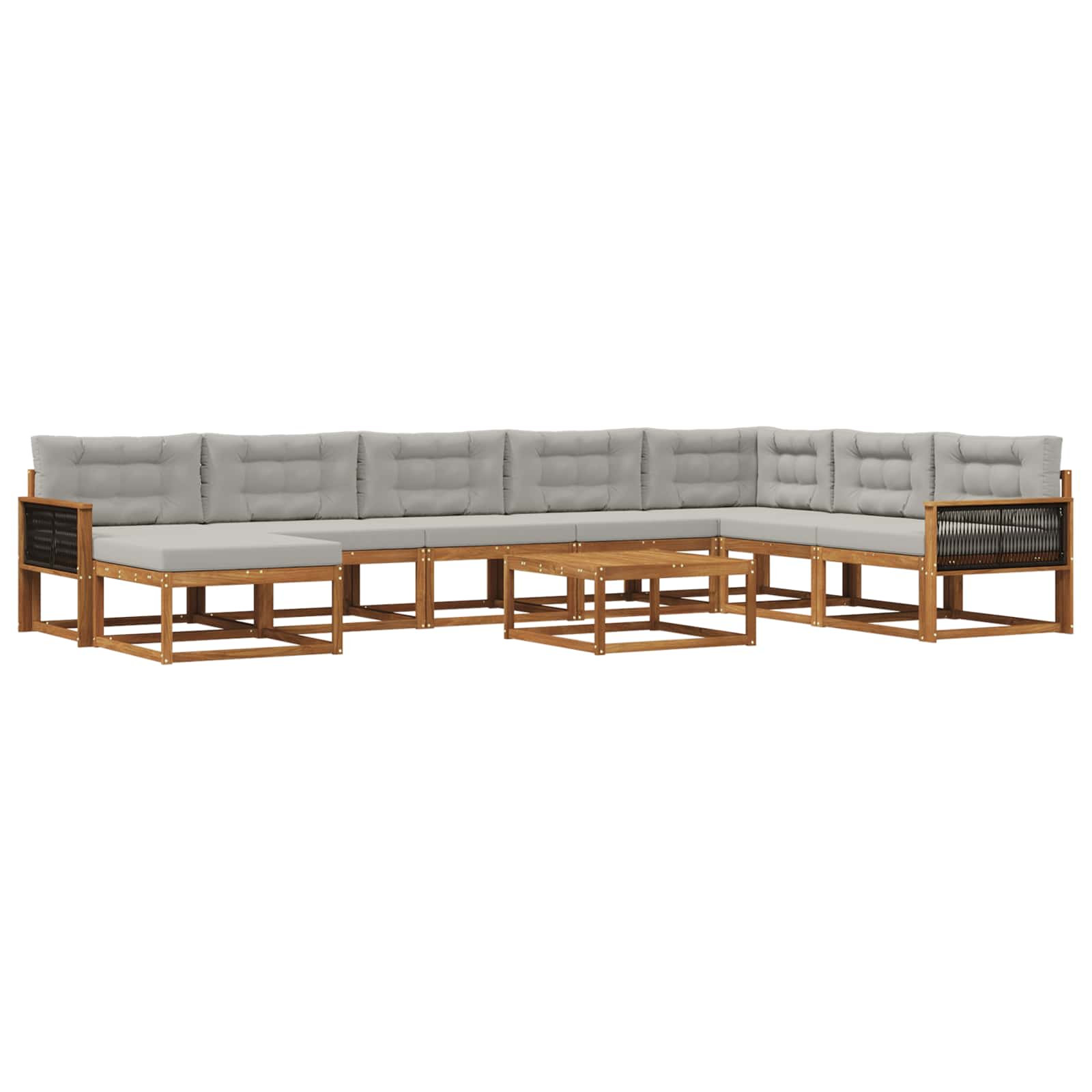 Outdoor-Sofagarnitur mit Kissen 9 pcs Natürlich und Hellgrau