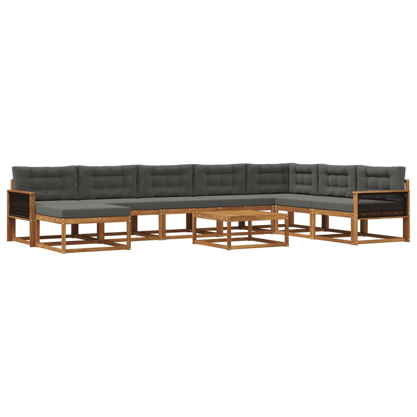 Outdoor-Sofagarnitur mit Kissen 9 pcs Natur und Anthrazit