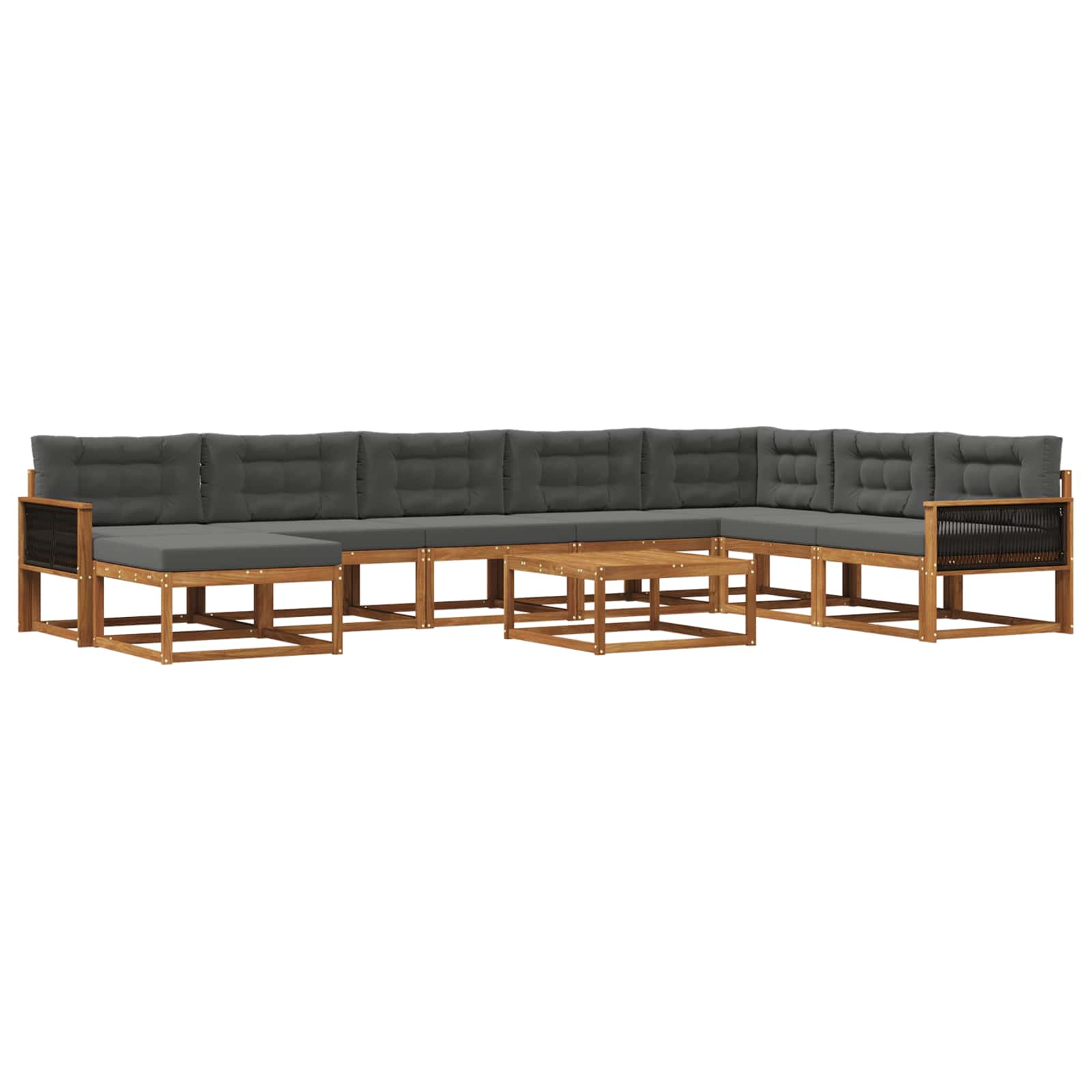 Outdoor-Sofagarnitur mit Kissen 9 pcs Natur und Anthrazit