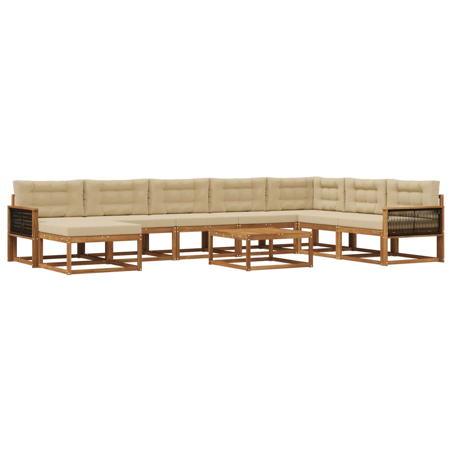 Outdoor-Sofagarnitur mit Kissen 9 pcs Natur und Beige