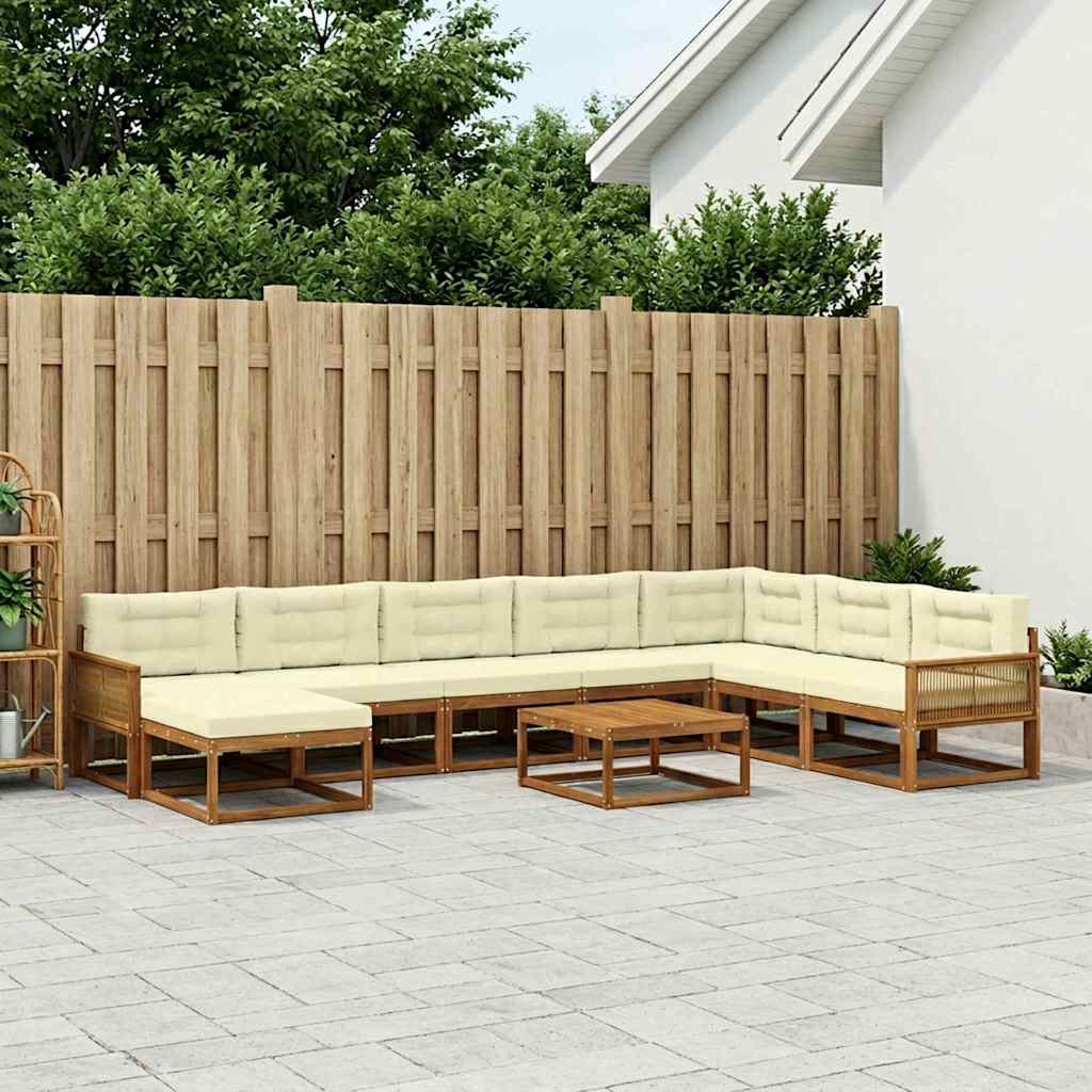Outdoor-Sofagarnitur 9 pcs Natur und Creme