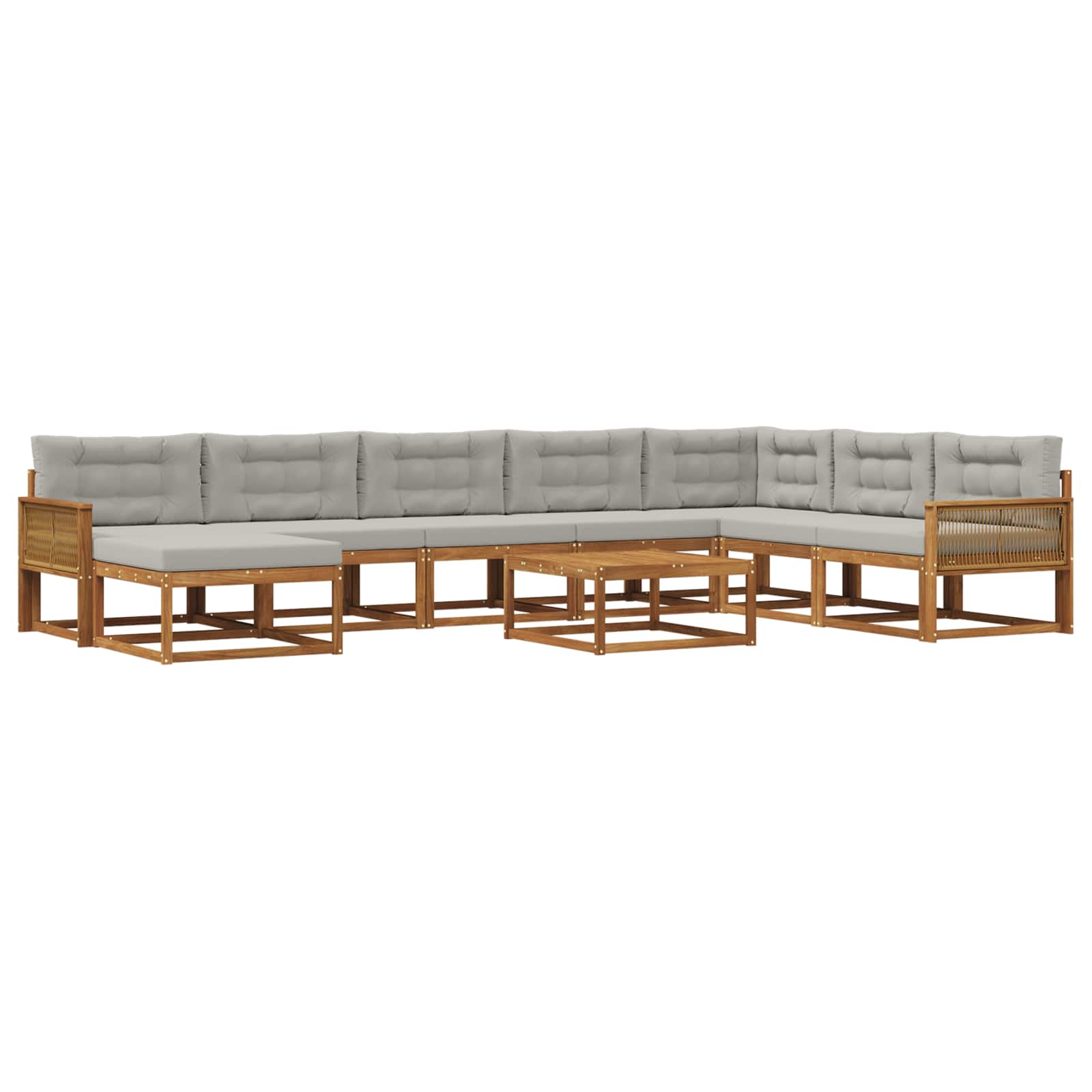 Outdoor-Sofagarnitur mit Kissen 9 pcs Natürlich und Hellgrau