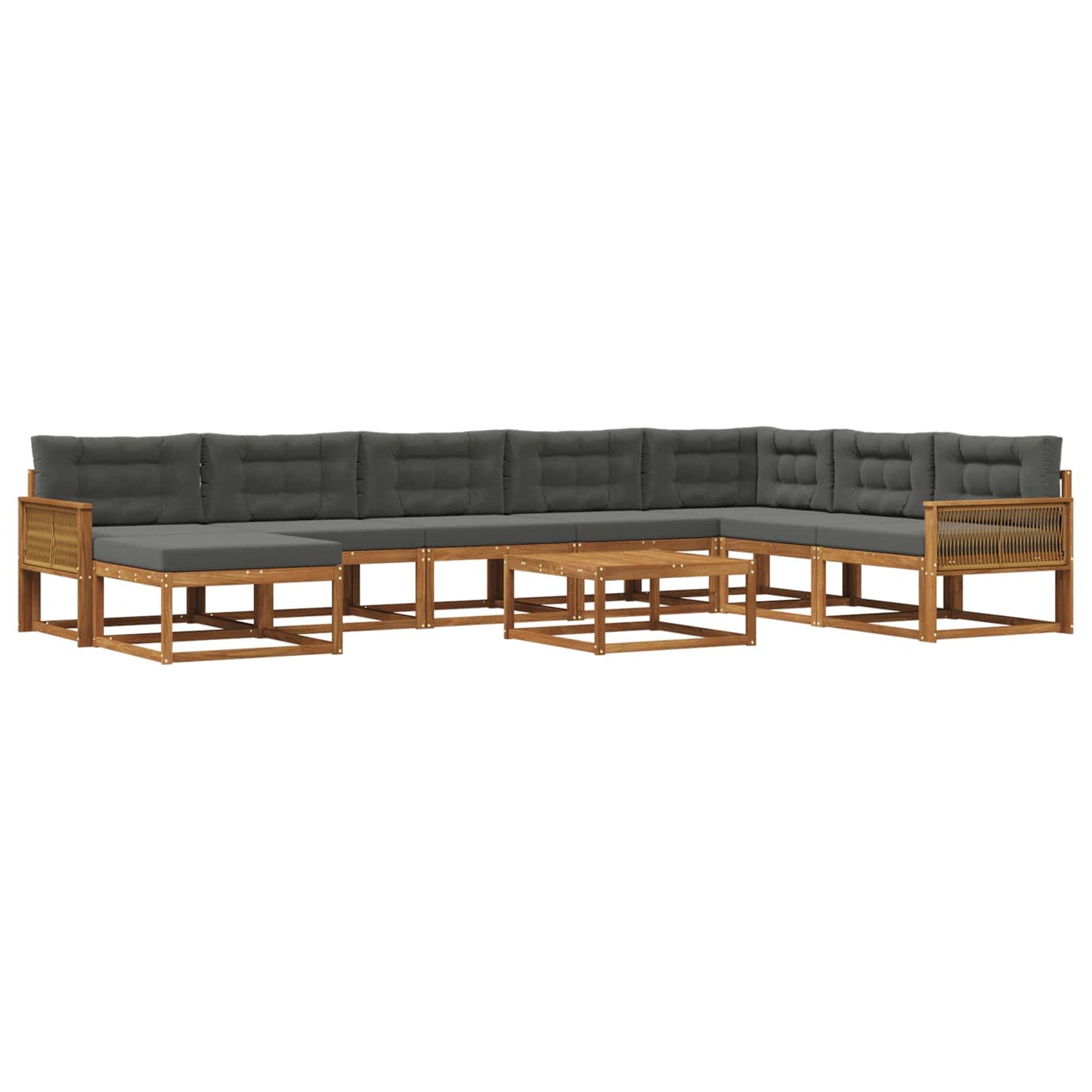 Outdoor-Sofagarnitur mit Kissen 9 pcs Natur und Anthrazit