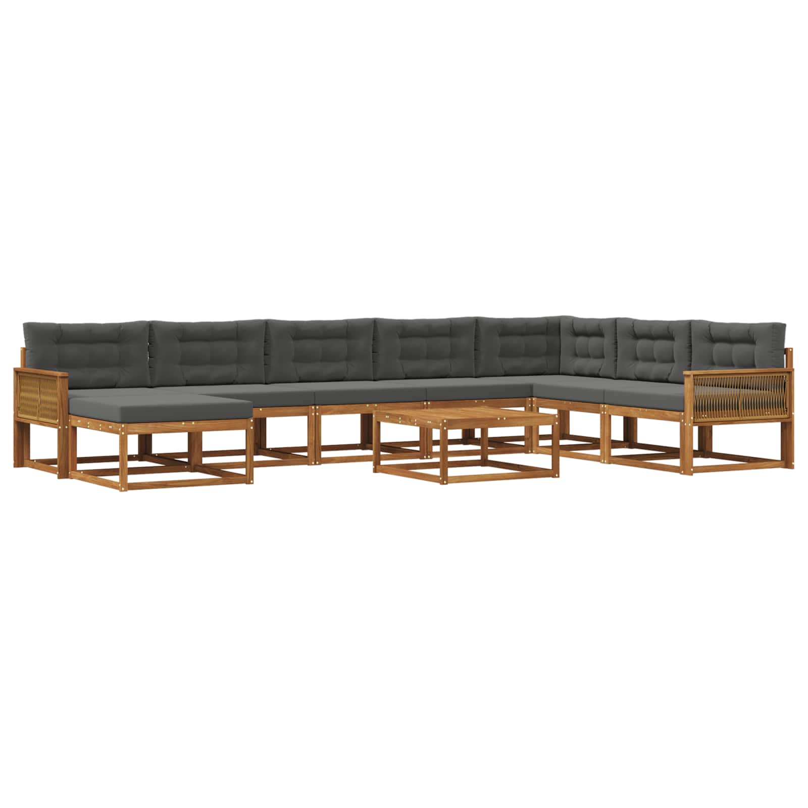 Outdoor-Sofagarnitur mit Kissen 9 pcs Natur und Anthrazit