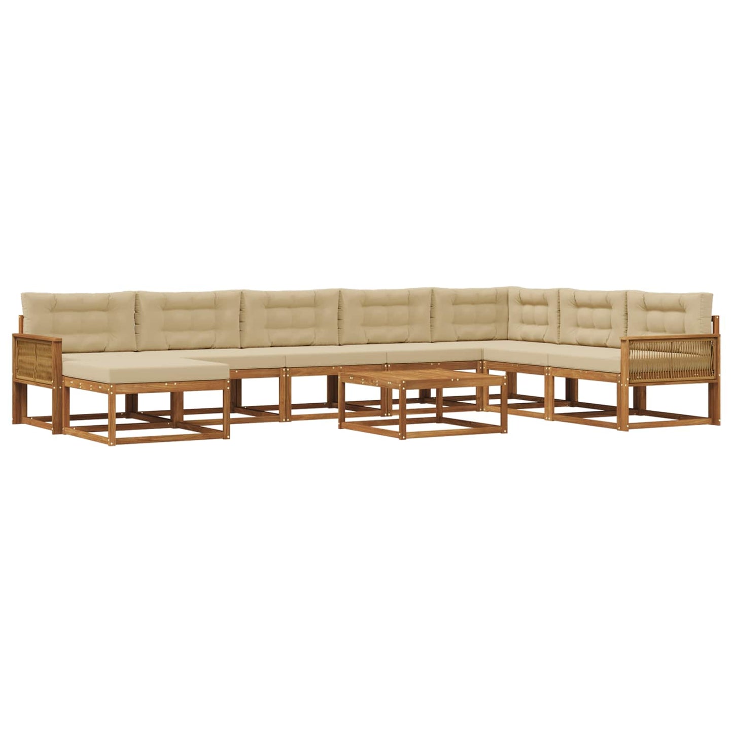 Outdoor-Sofagarnitur mit Kissen 9 pcs Natur und Beige