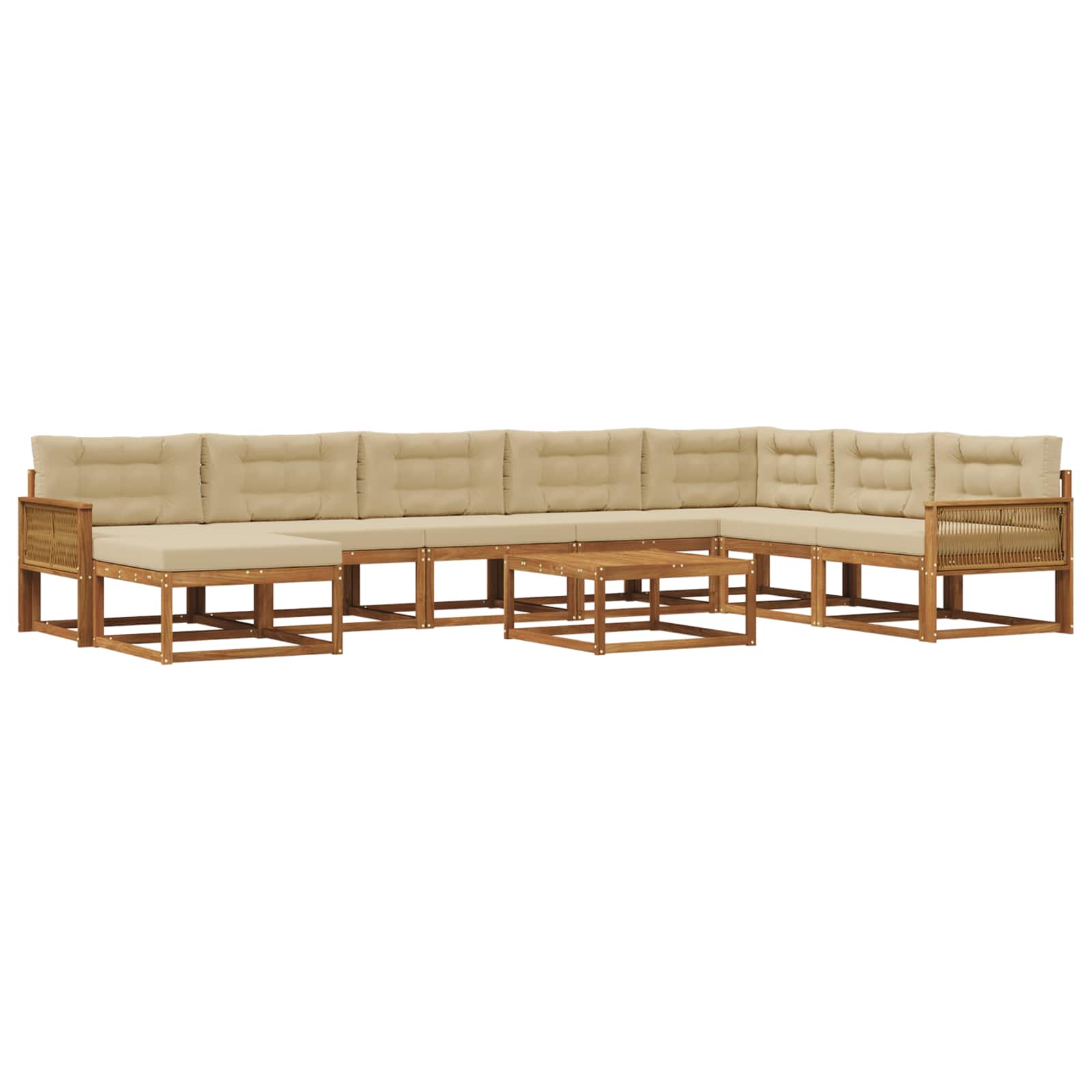 Outdoor-Sofagarnitur mit Kissen 9 pcs Natur und Beige