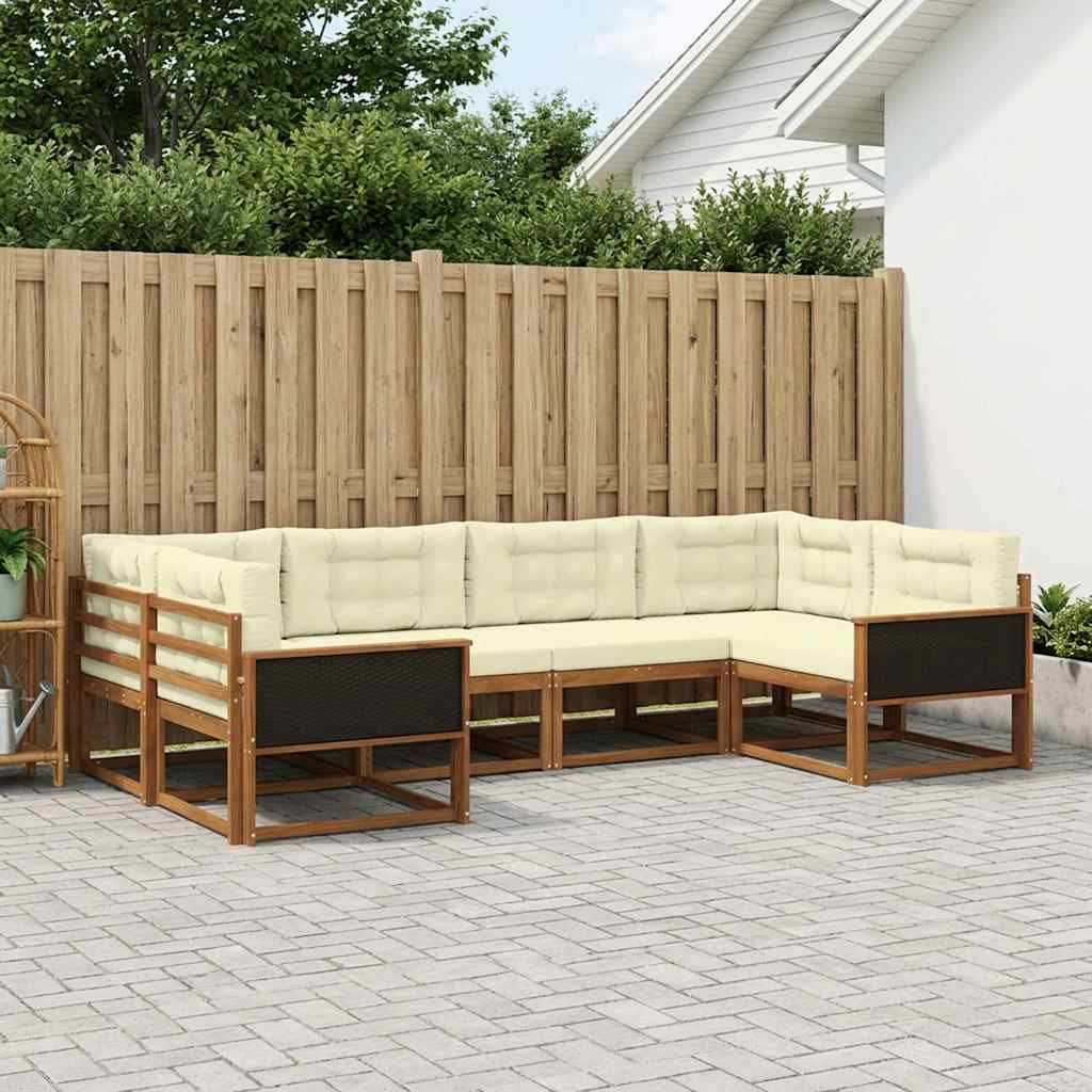 Outdoor-Sofagarnitur mit Kissen 6 pcs Natur und Creme