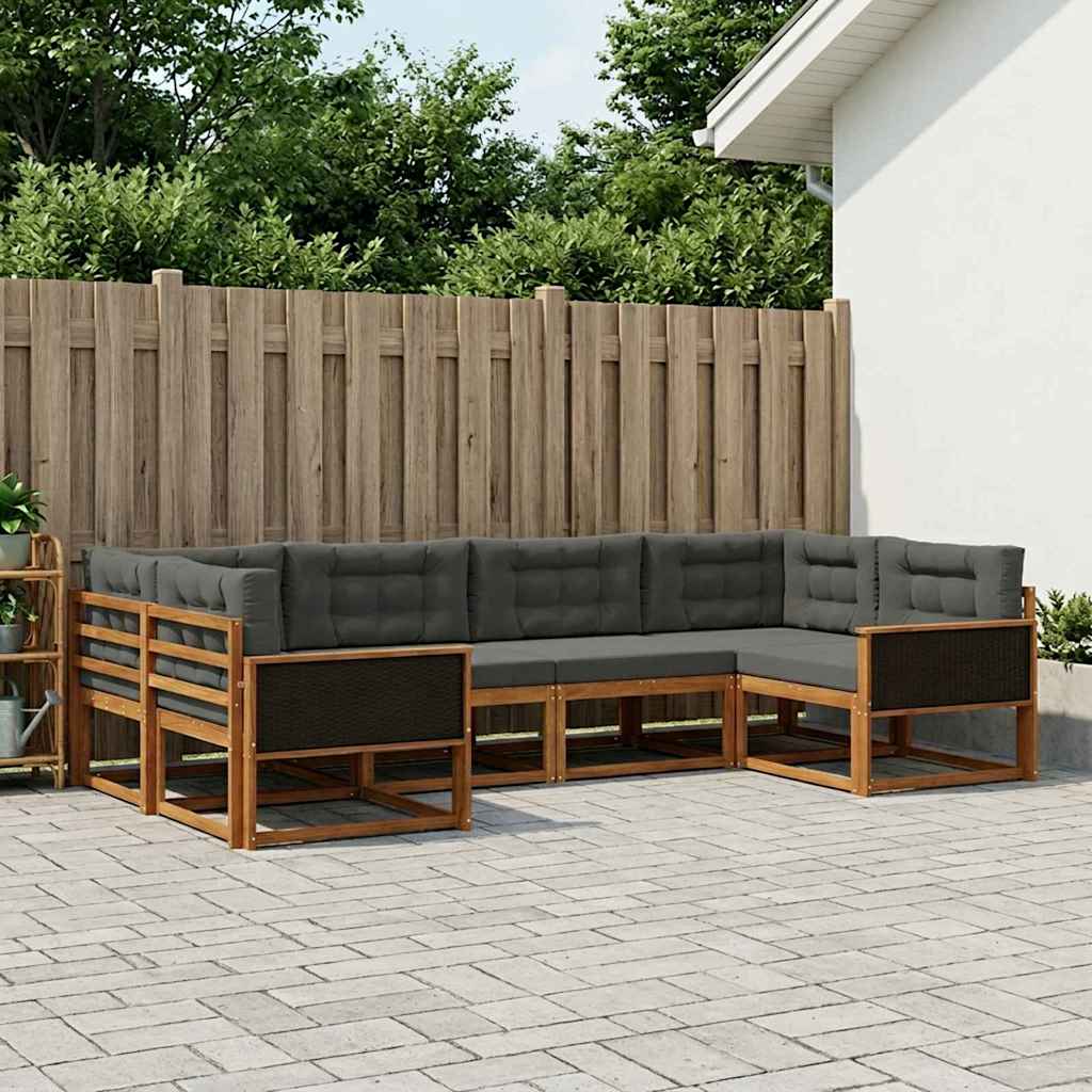 Outdoor-Sofagarnitur 6 stk. Natur und Anthrazit
