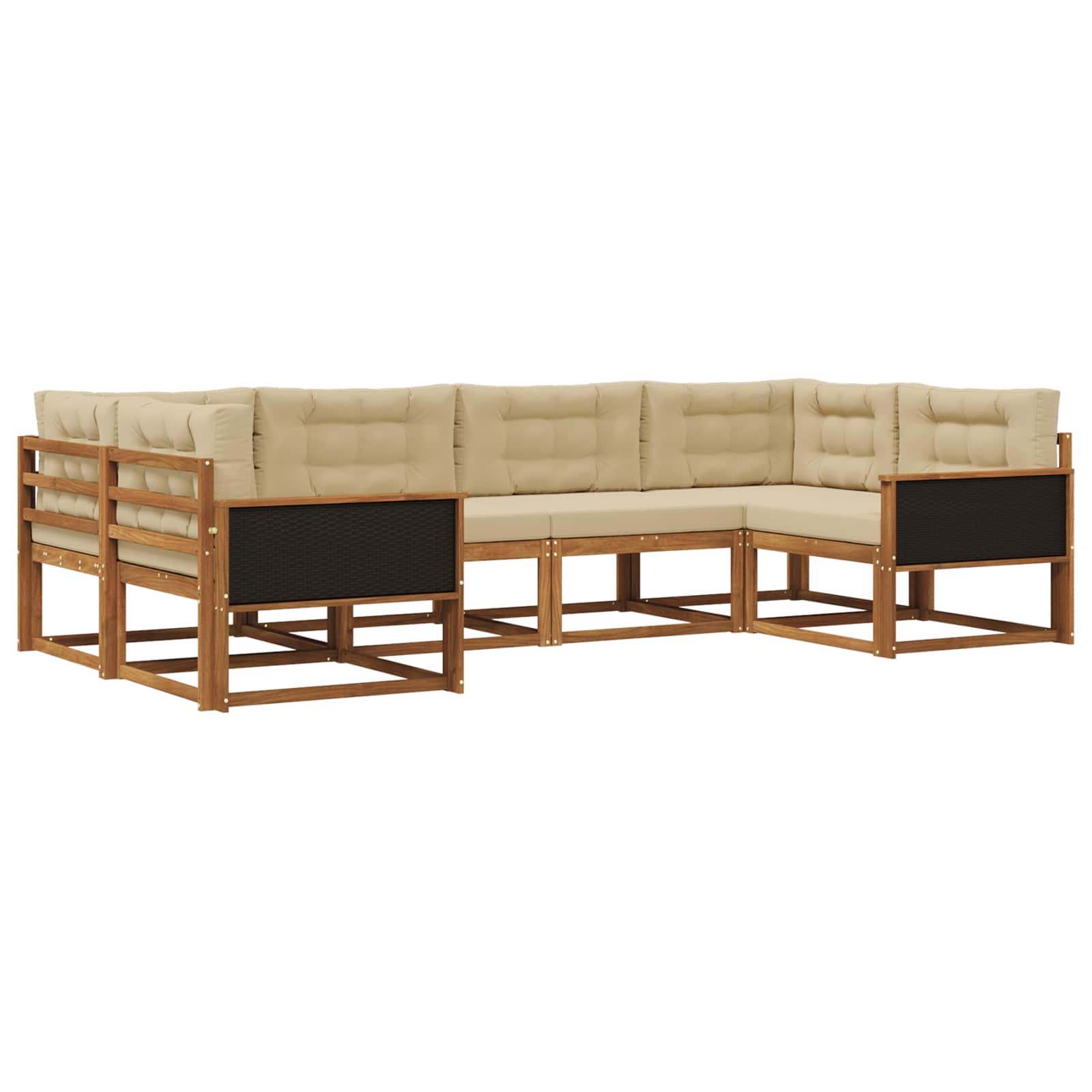 Outdoor-Sofagarnitur mit Kissen 6 pcs Natur und Beige