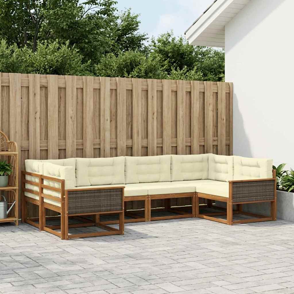 Outdoor-Sofagarnitur 6 stk. Natur und Creme