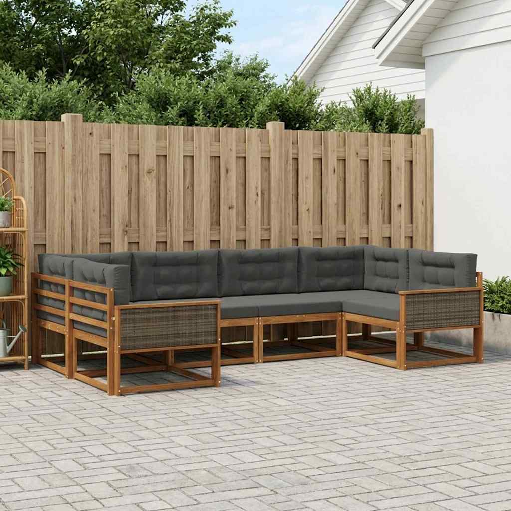 Outdoor-Sofagarnitur 6 stk. Natur und Anthrazit