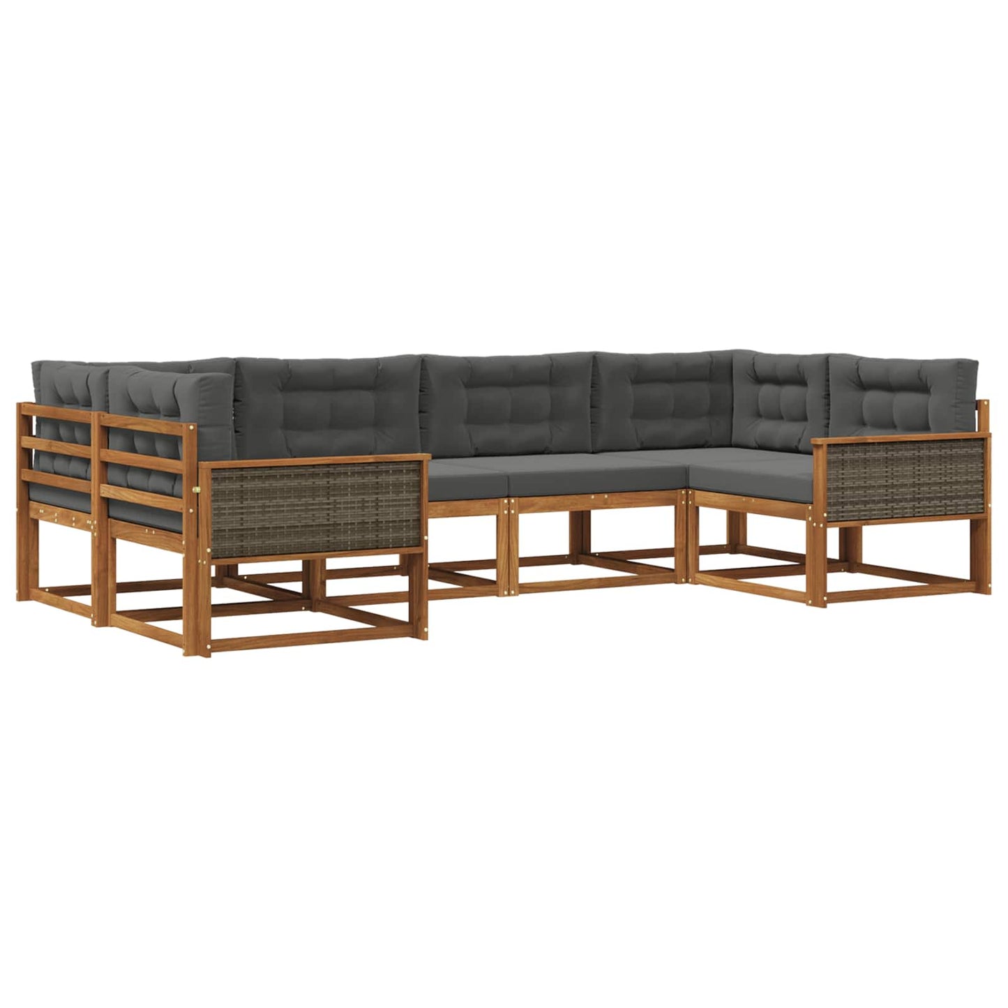 Outdoor-Sofagarnitur 6 stk. Natur und Anthrazit