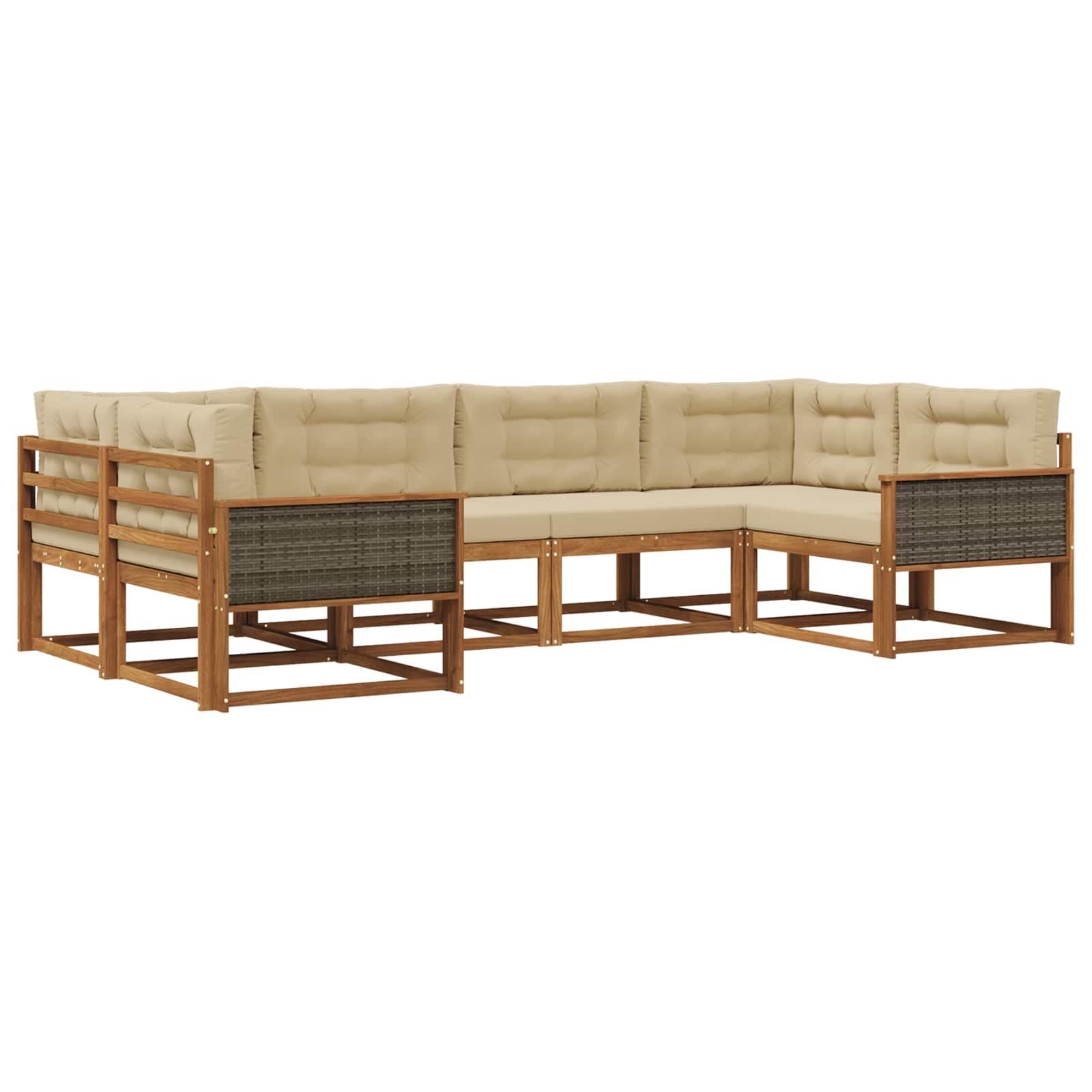 Outdoor-Sofagarnitur mit Kissen 6 pcs Natur und Beige