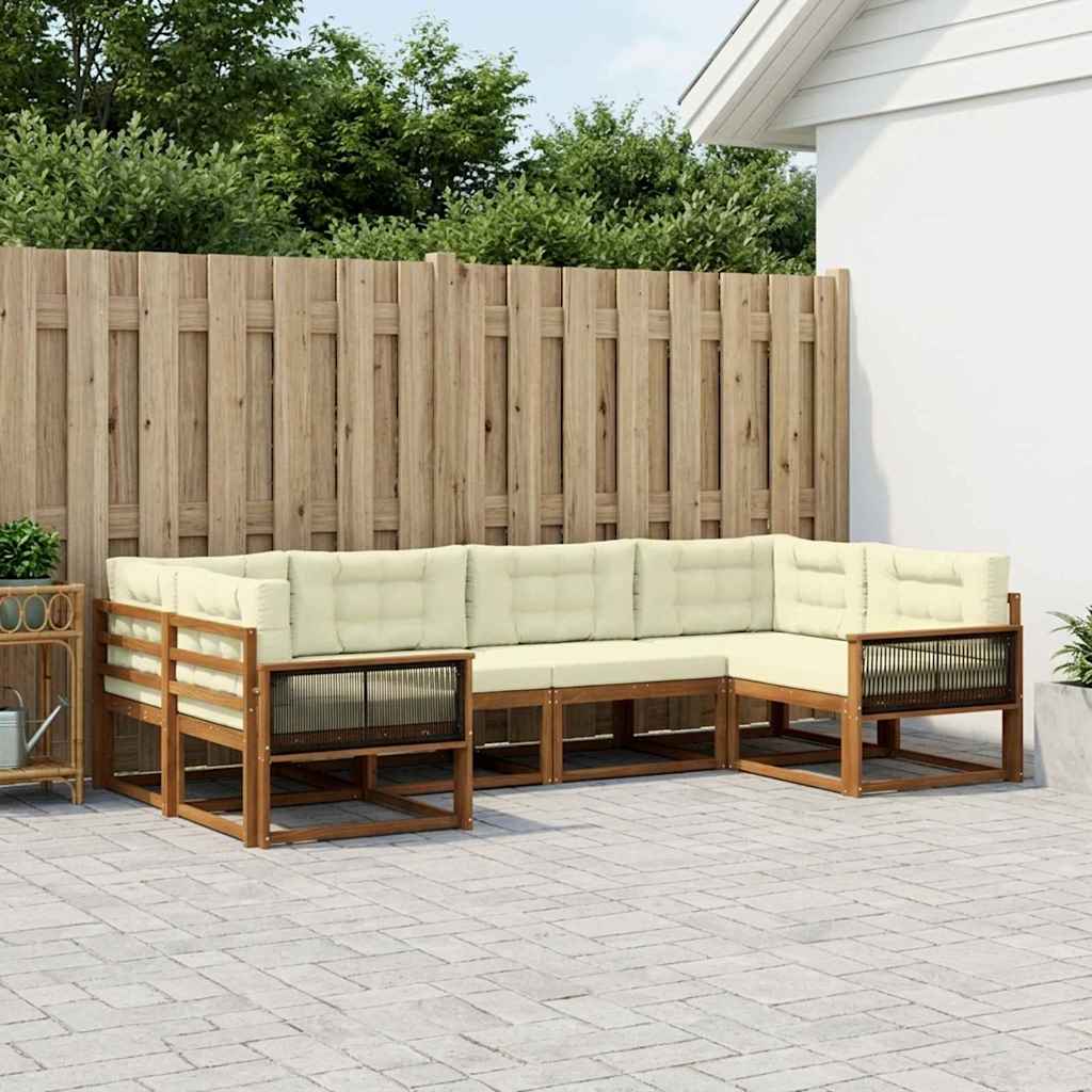 Outdoor-Sofagarnitur mit Kissen 6 pcs Natur und Creme