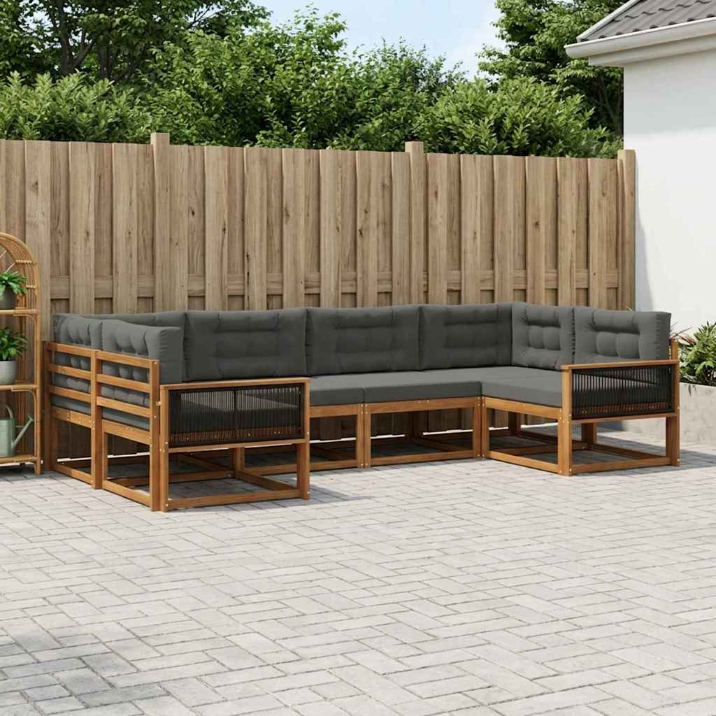 Outdoor-Sofagarnitur 6 stk. Natur und Anthrazit