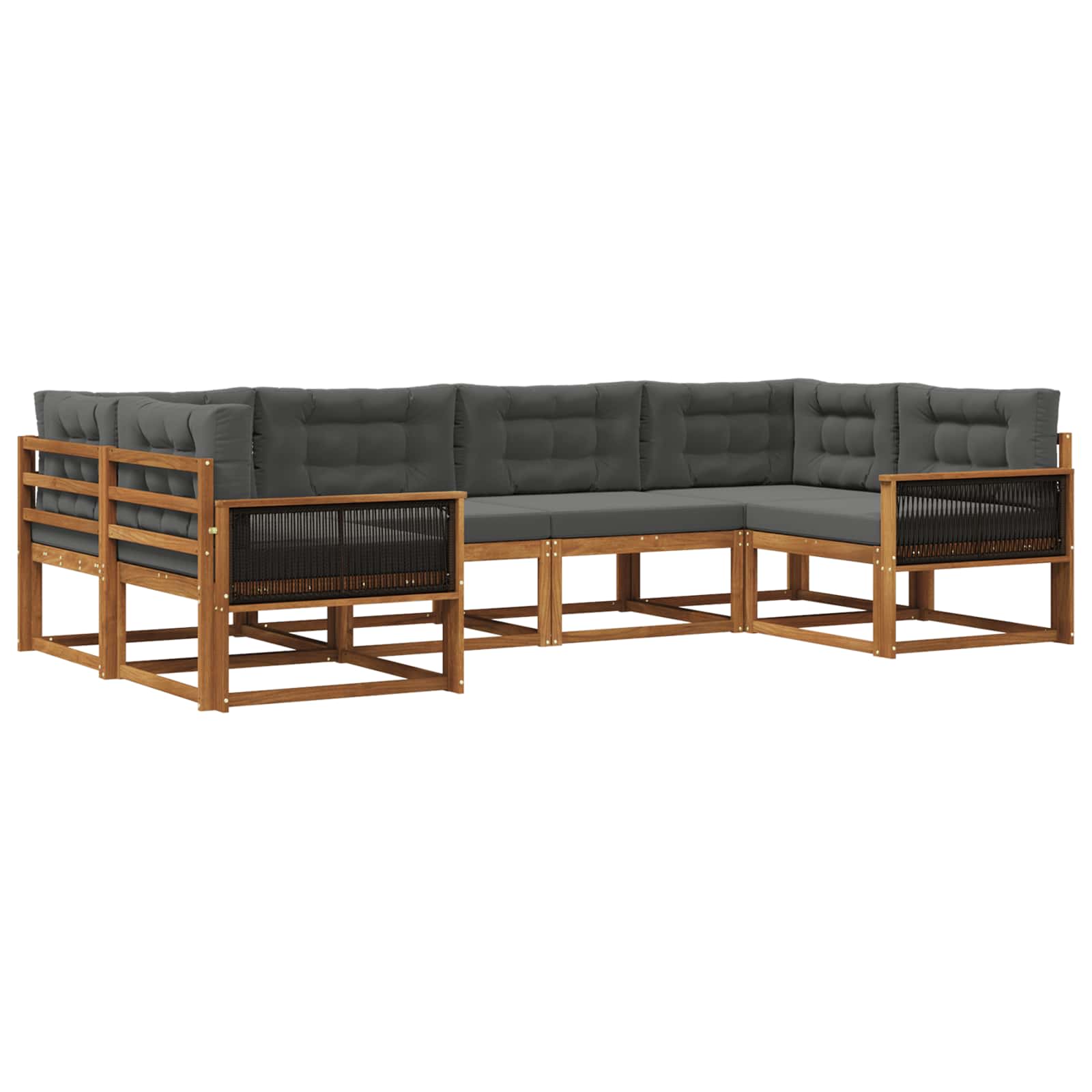 Outdoor-Sofagarnitur 6 stk. Natur und Anthrazit