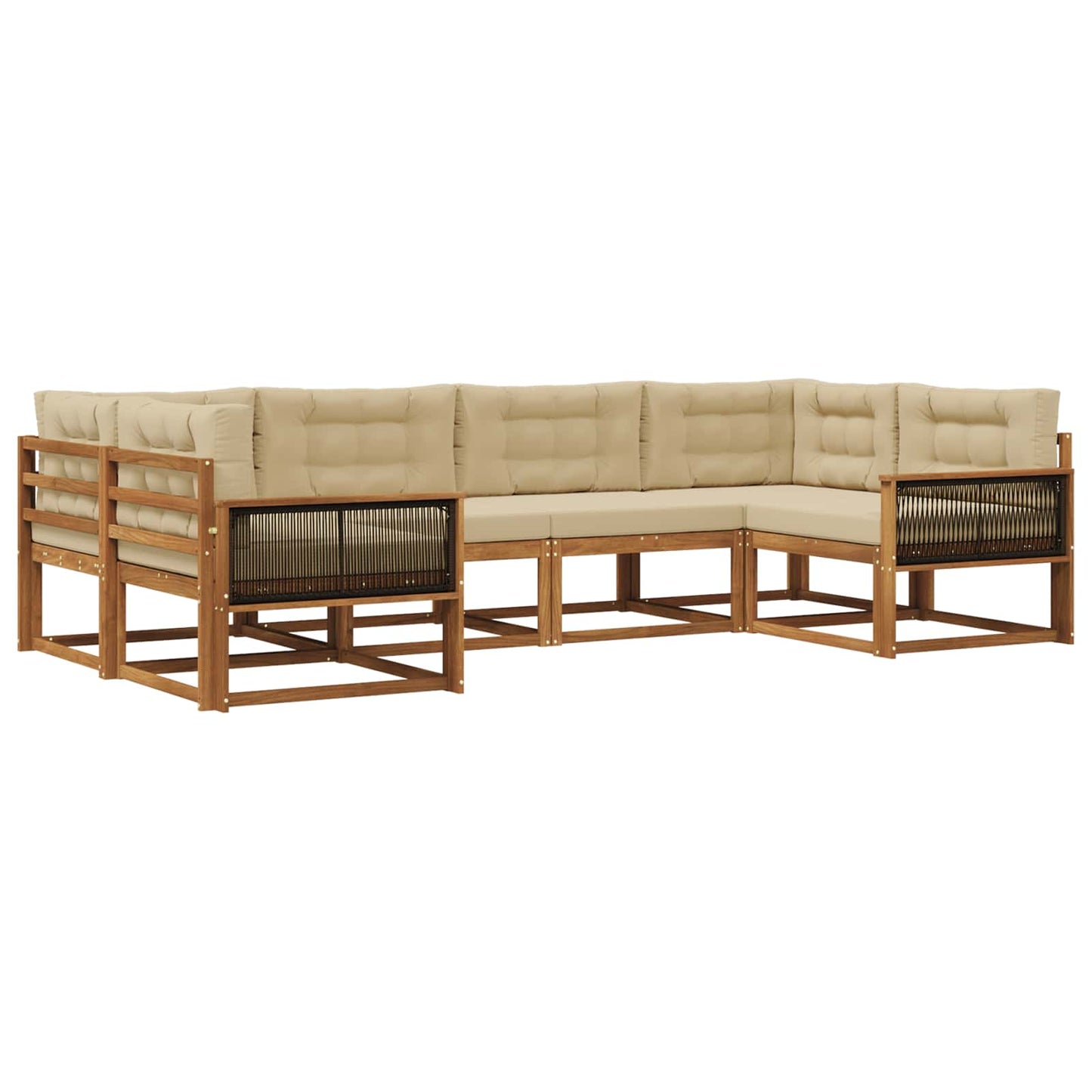 Outdoor-Sofagarnitur mit Kissen 6 pcs Natur und Beige