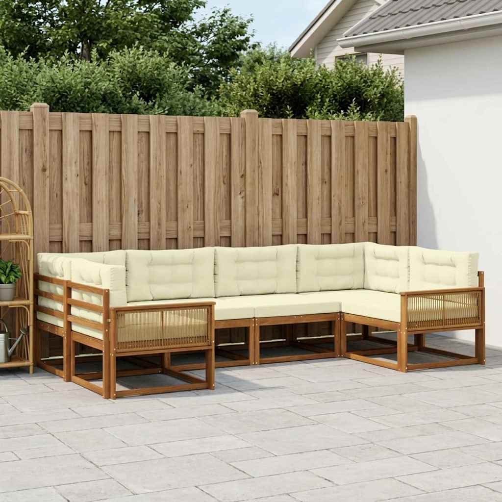 Outdoor-Sofagarnitur mit Kissen 6 pcs Natur und Creme