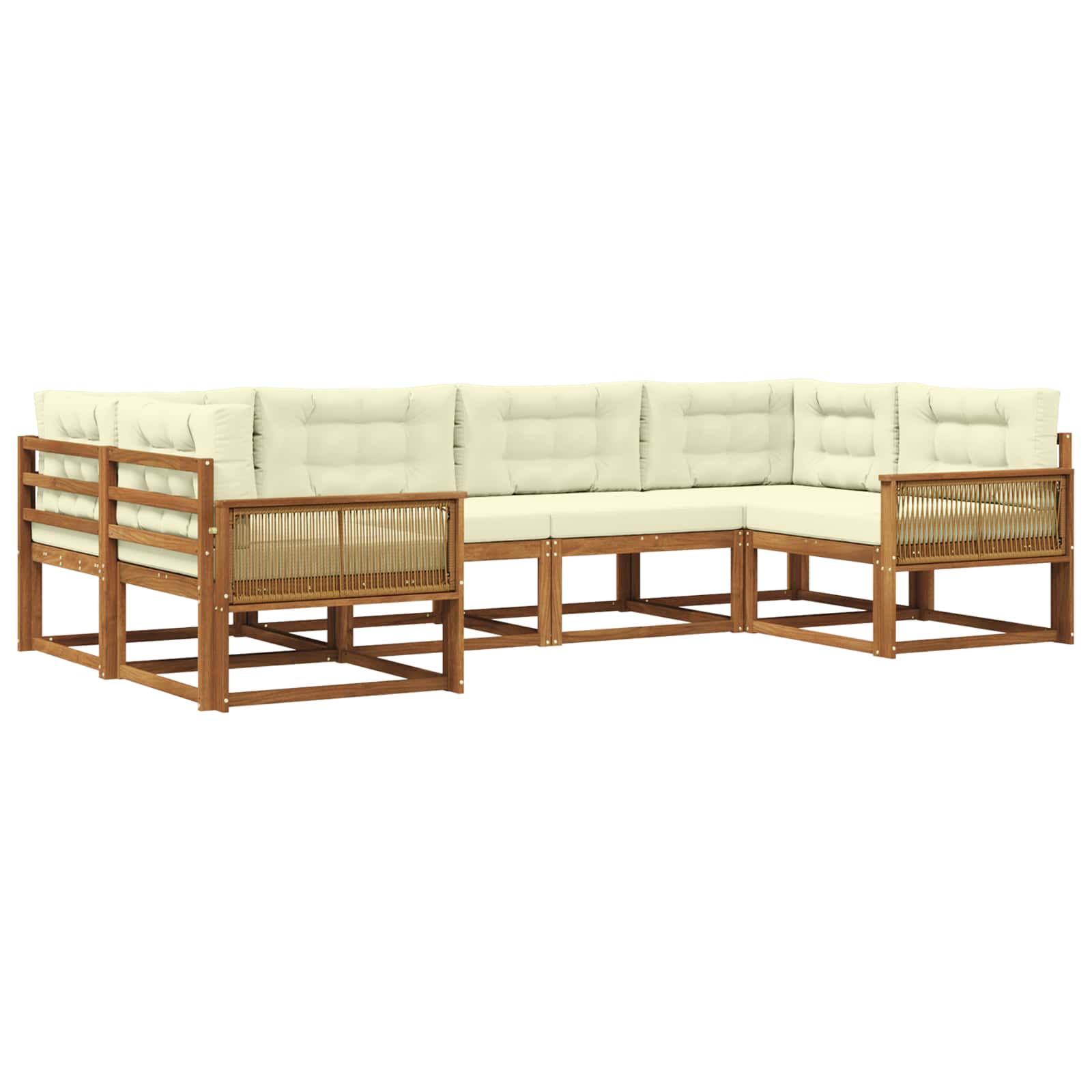 Outdoor-Sofagarnitur mit Kissen 6 pcs Natur und Creme