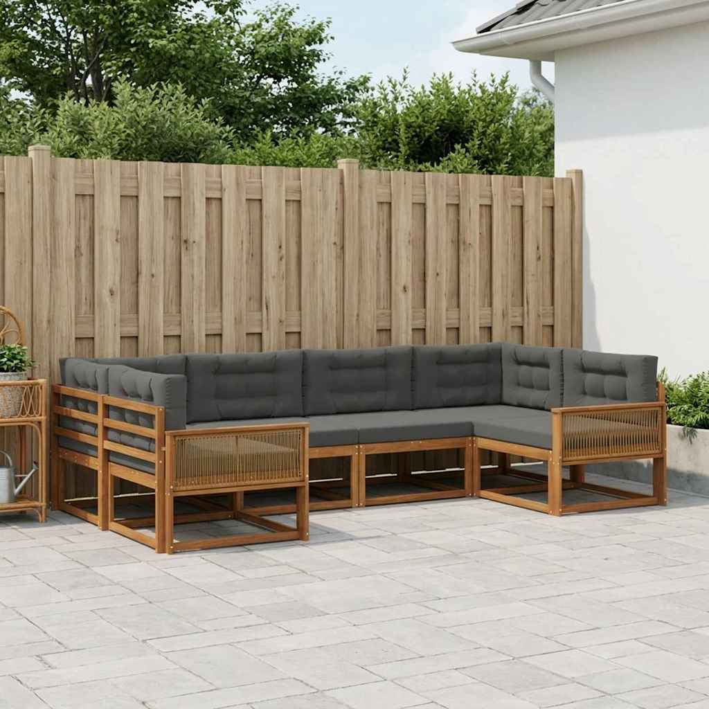 Outdoor-Sofagarnitur 6 stk. Natur und Anthrazit