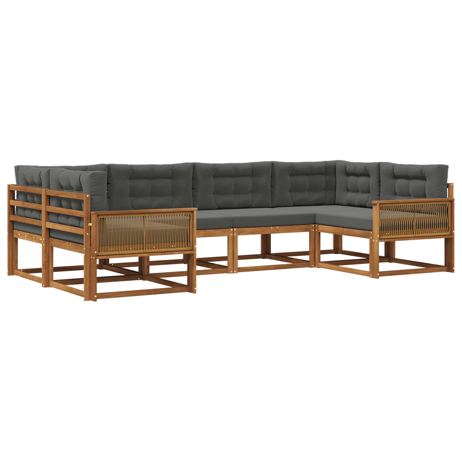 Outdoor-Sofagarnitur 6 stk. Natur und Anthrazit