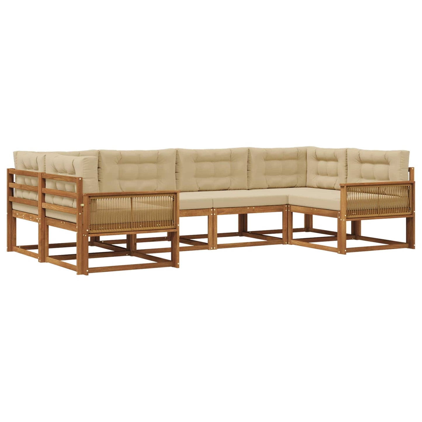 Outdoor-Sofagarnitur mit Kissen 6 pcs Natur und Beige