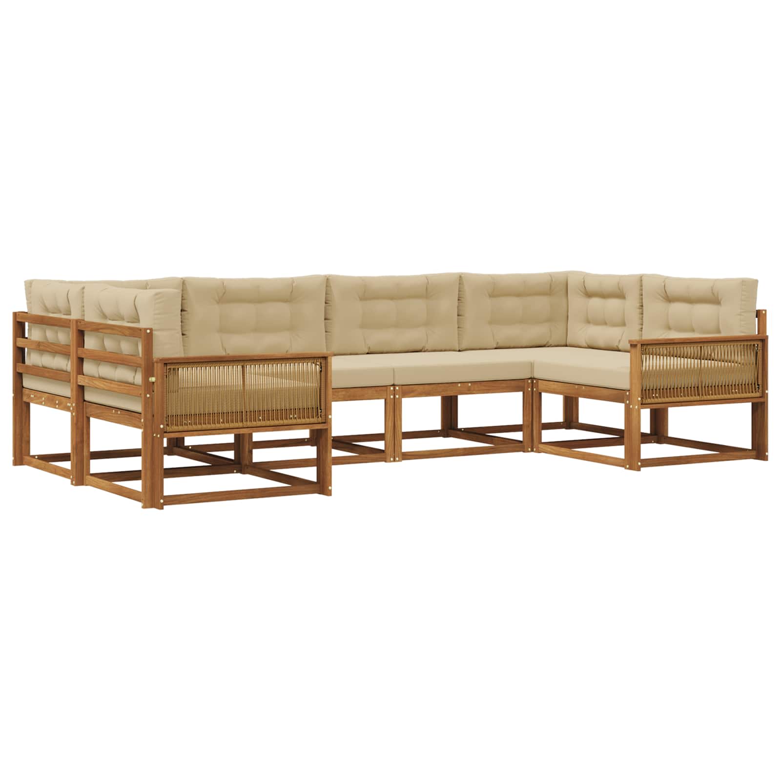 Outdoor-Sofagarnitur mit Kissen 6 pcs Natur und Beige