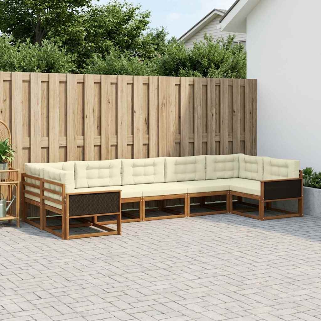Outdoor-Sofagarnitur mit Kissen 7 pcs Natur und Creme