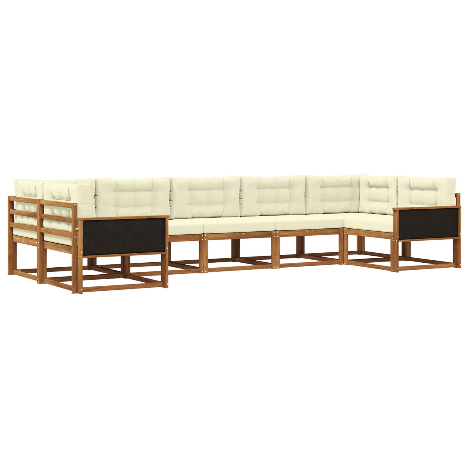 Outdoor-Sofagarnitur mit Kissen 7 pcs Natur und Creme