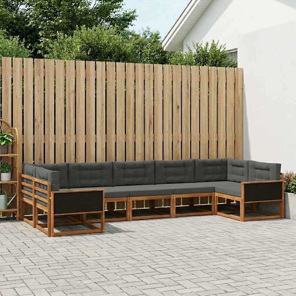 Outdoor-Sofagarnitur 7 stk. Natur und Anthrazit