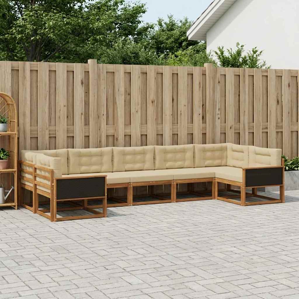 Outdoor-Sofagarnitur mit Kissen 7 pcs Natur und Beige