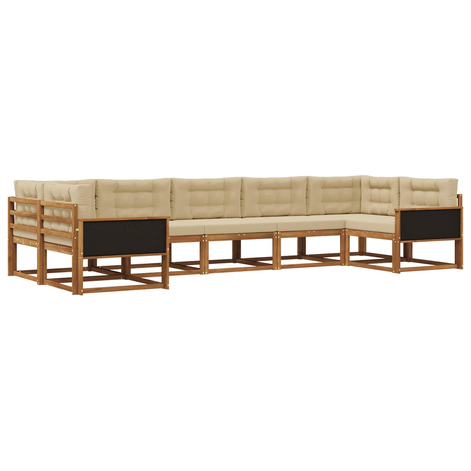 Outdoor-Sofagarnitur mit Kissen 7 pcs Natur und Beige
