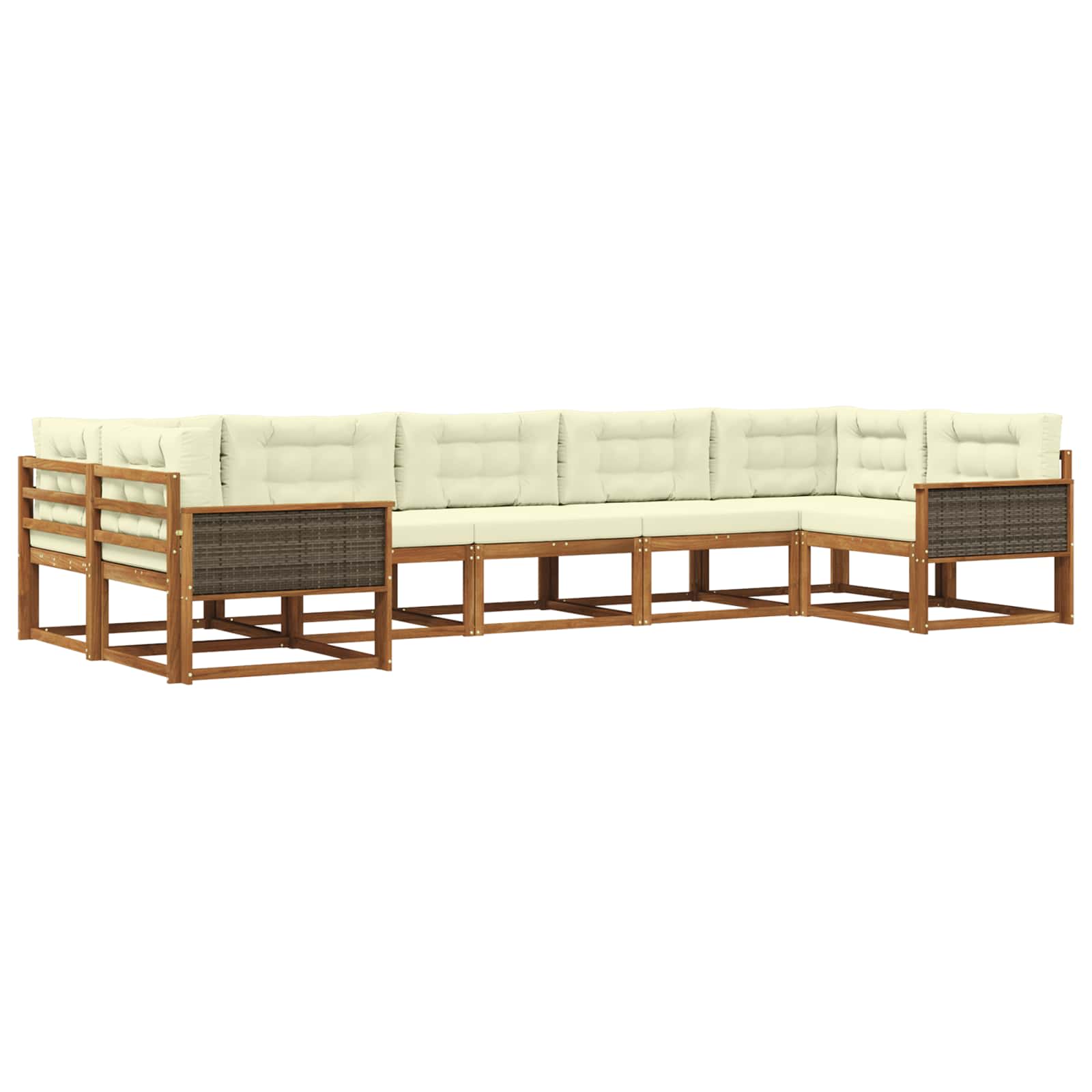 Outdoor-Sofagarnitur 7 stk. Natur und Creme