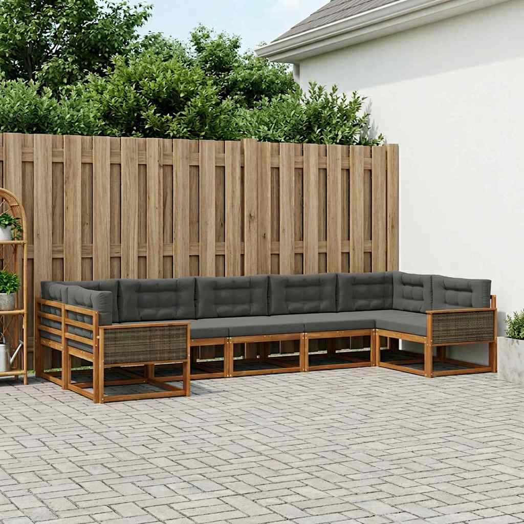 Outdoor-Sofagarnitur 7 stk. Natur und Anthrazit