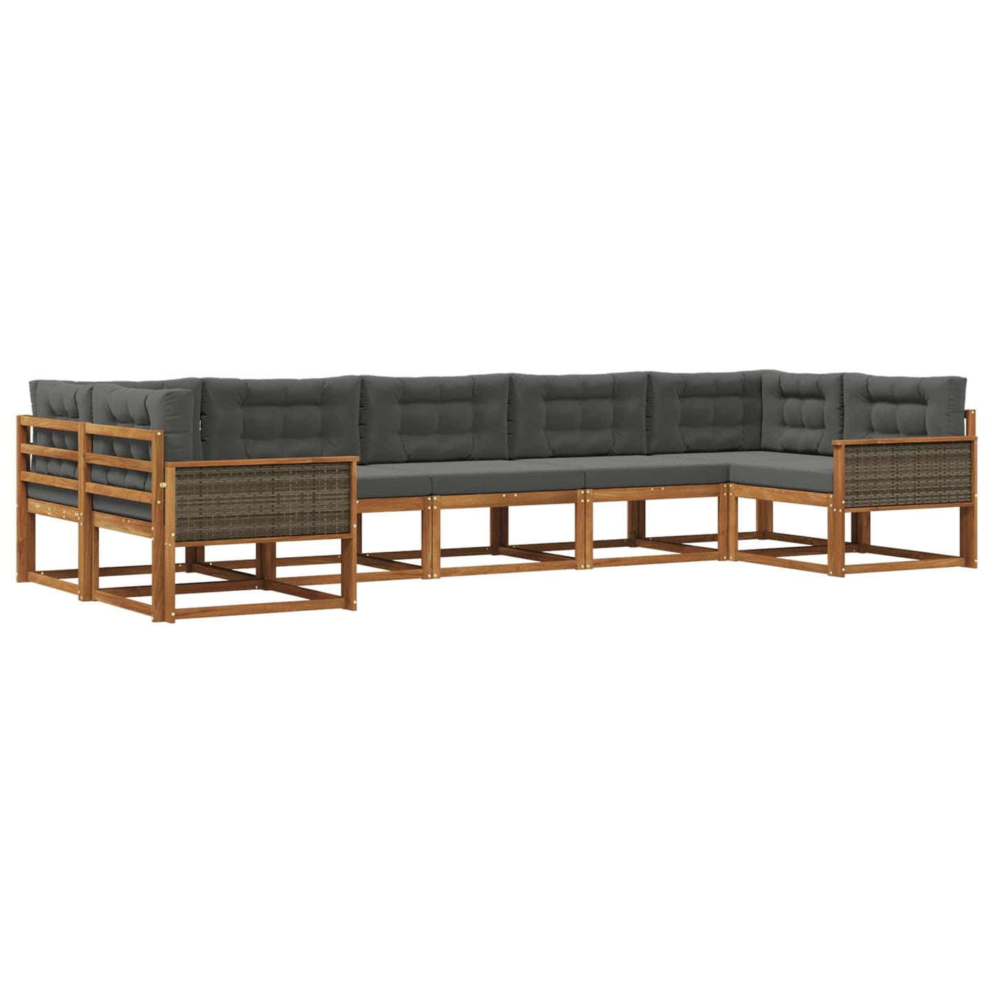 Outdoor-Sofagarnitur 7 stk. Natur und Anthrazit