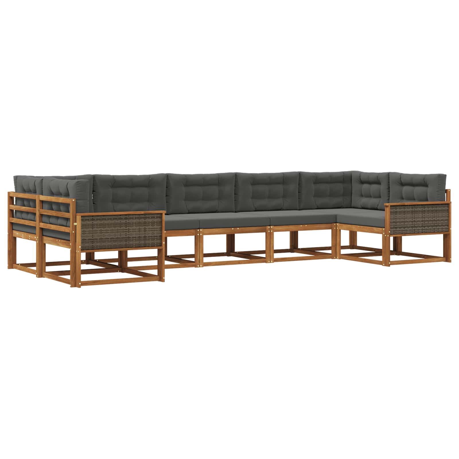 Outdoor-Sofagarnitur 7 stk. Natur und Anthrazit