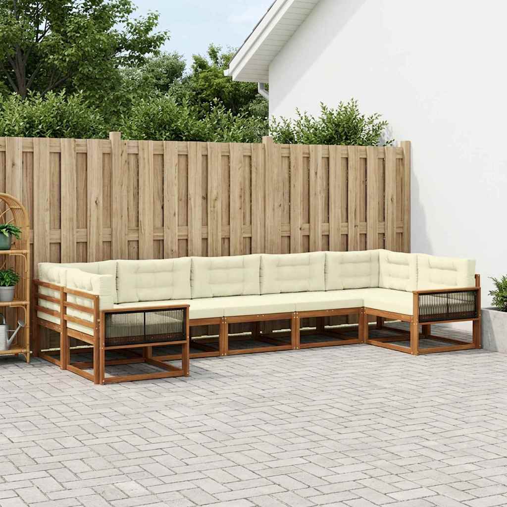 Outdoor-Sofagarnitur mit Kissen 7 pcs Natur und Creme