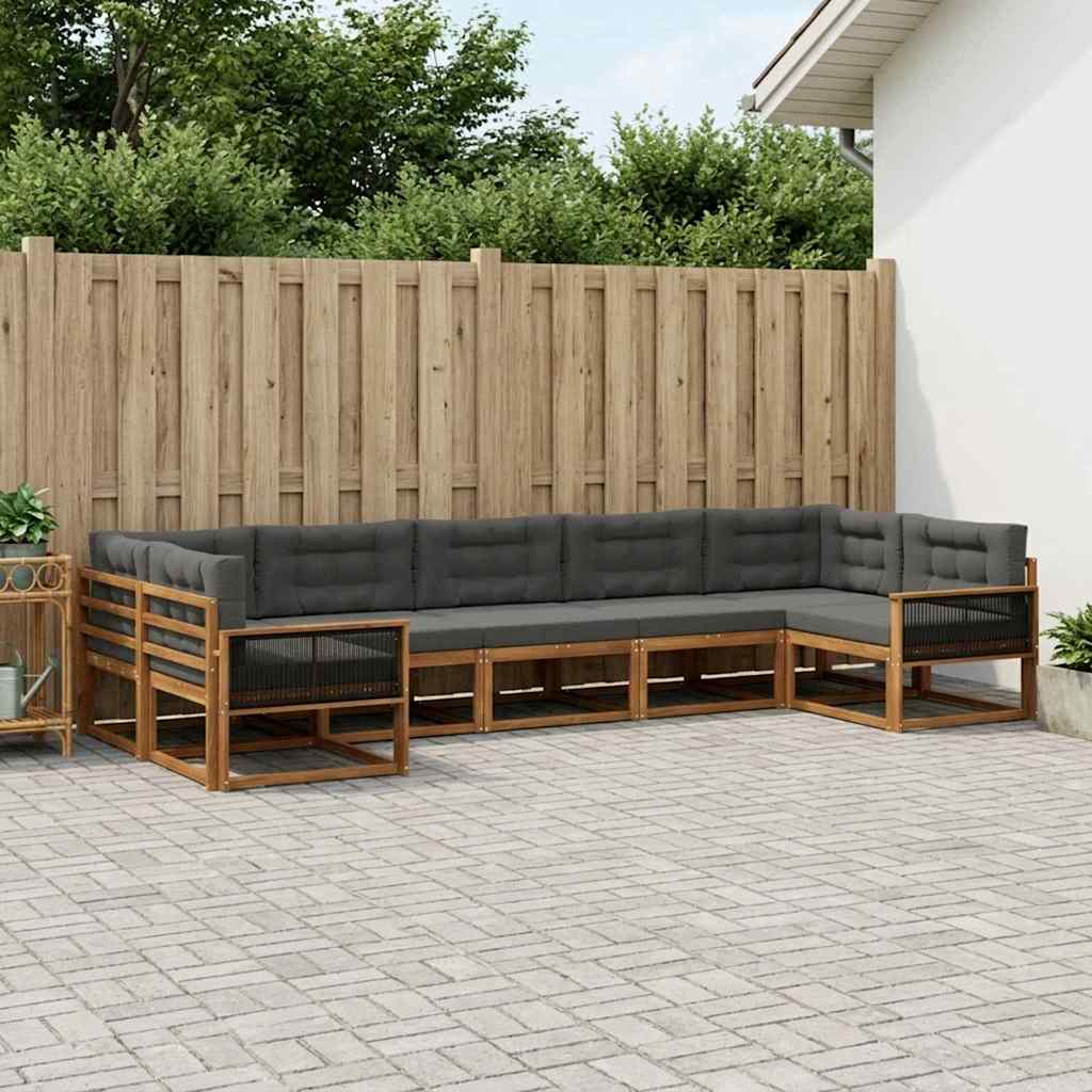 Outdoor-Sofagarnitur 7 stk. Natur und Anthrazit