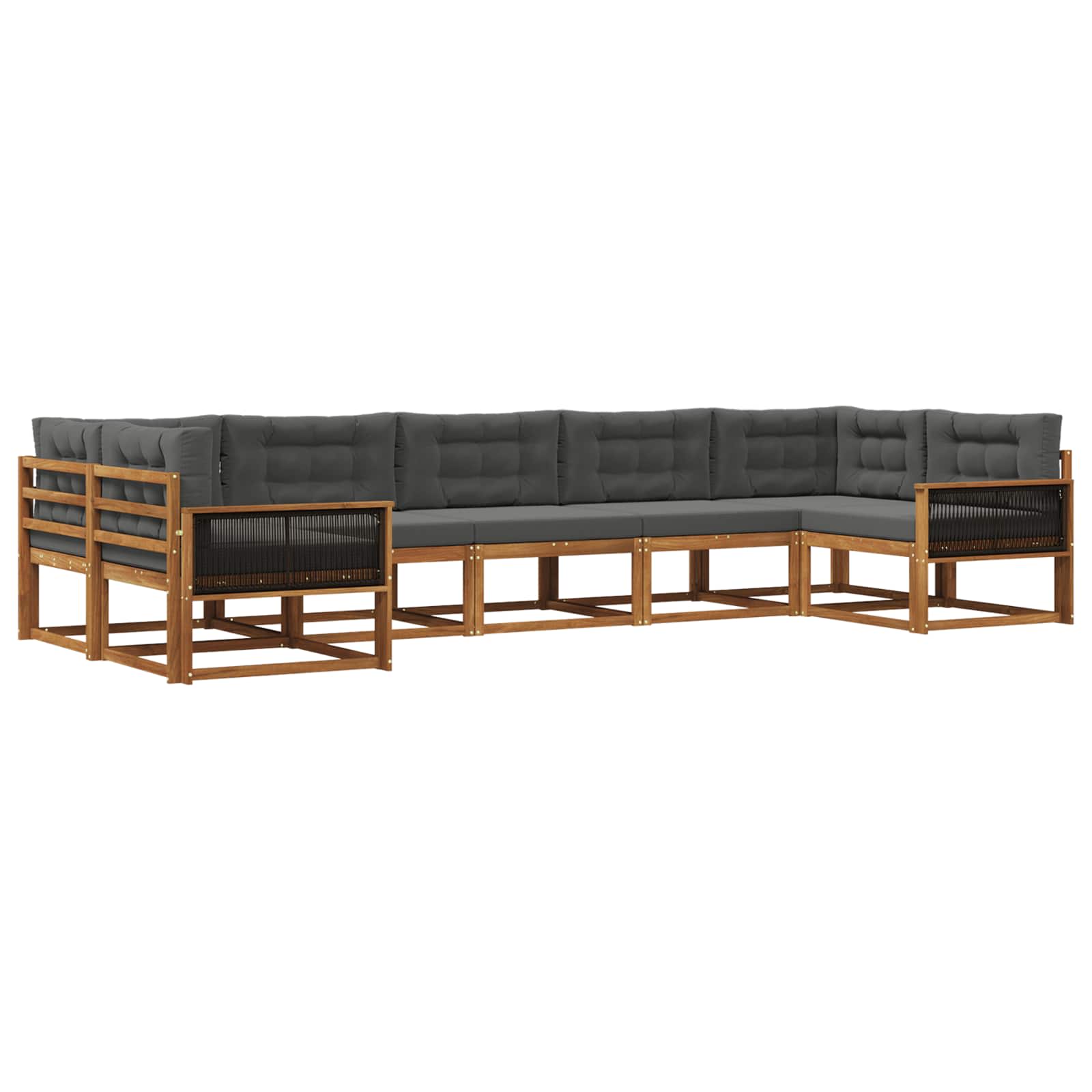 Outdoor-Sofagarnitur 7 stk. Natur und Anthrazit
