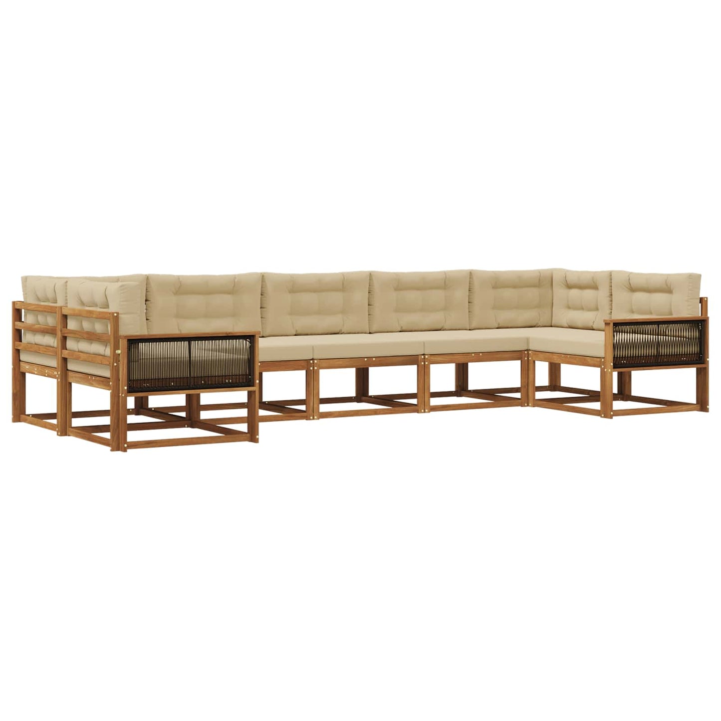 Outdoor-Sofagarnitur mit Kissen 7 pcs Natur und Beige