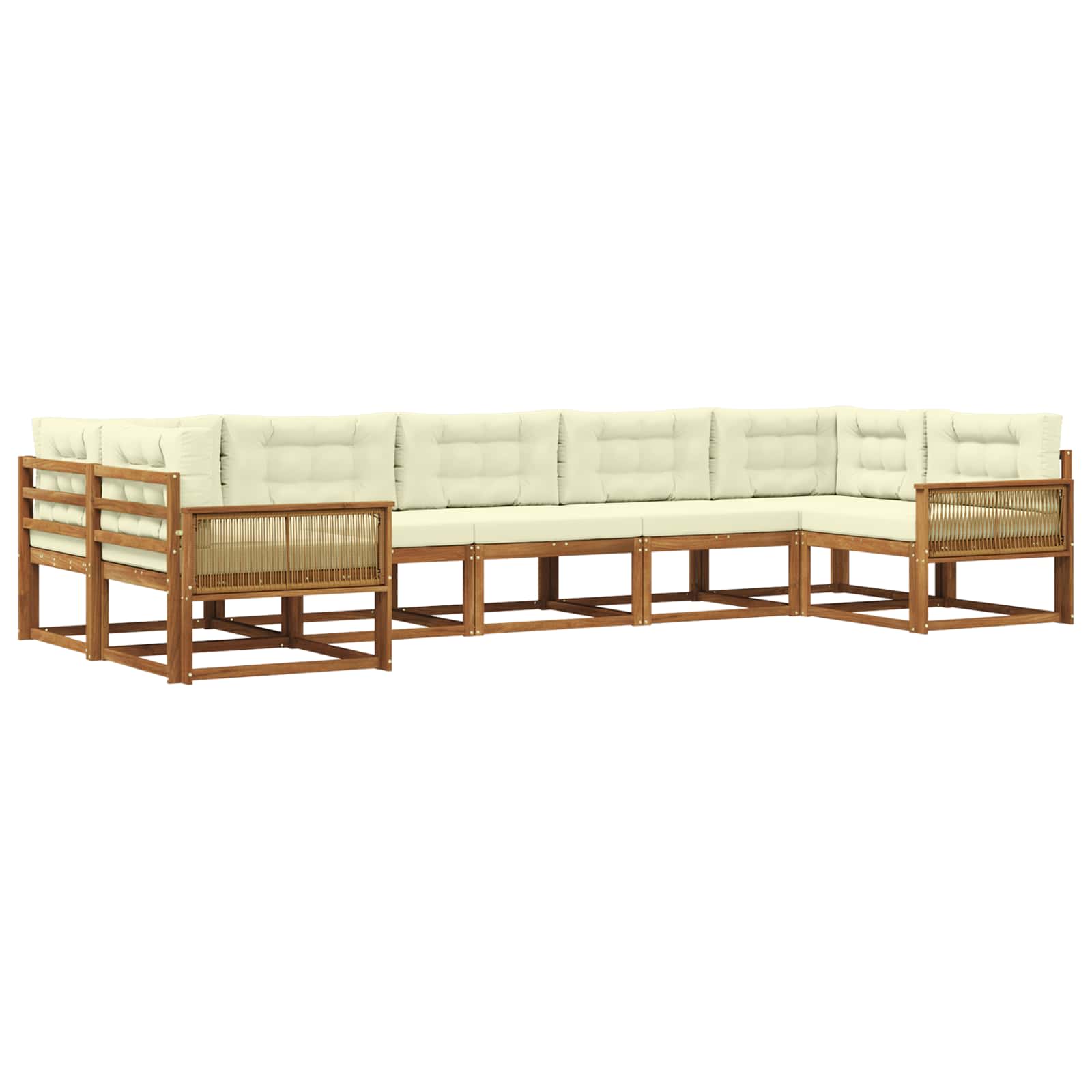 Outdoor-Sofagarnitur mit Kissen 7 pcs Natur und Creme